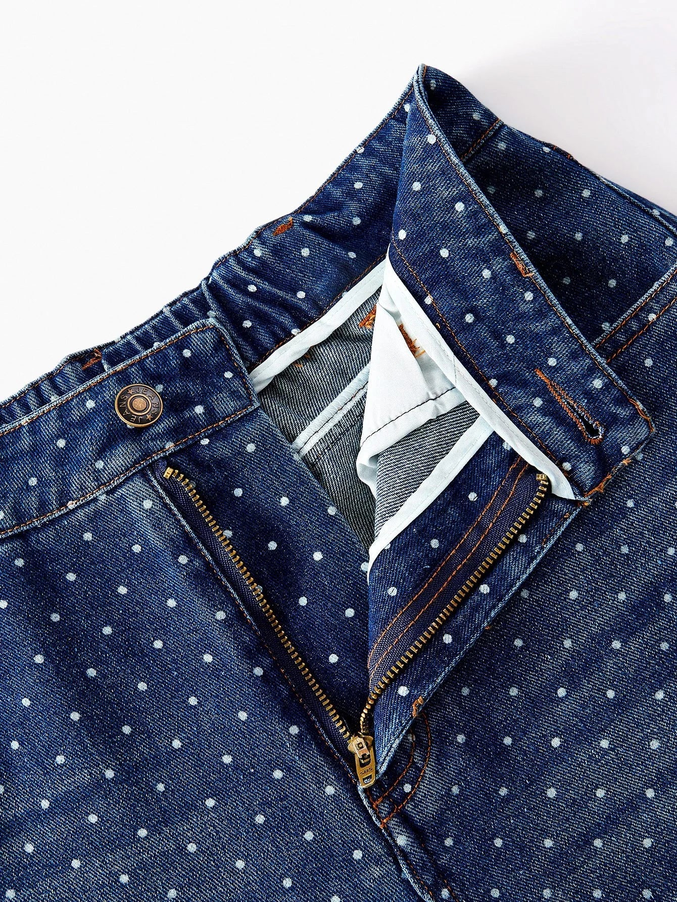 PREMIUM POLKA DOT PRINT BUTTON UP WAISTCOAT amp JEANS DENIM SET