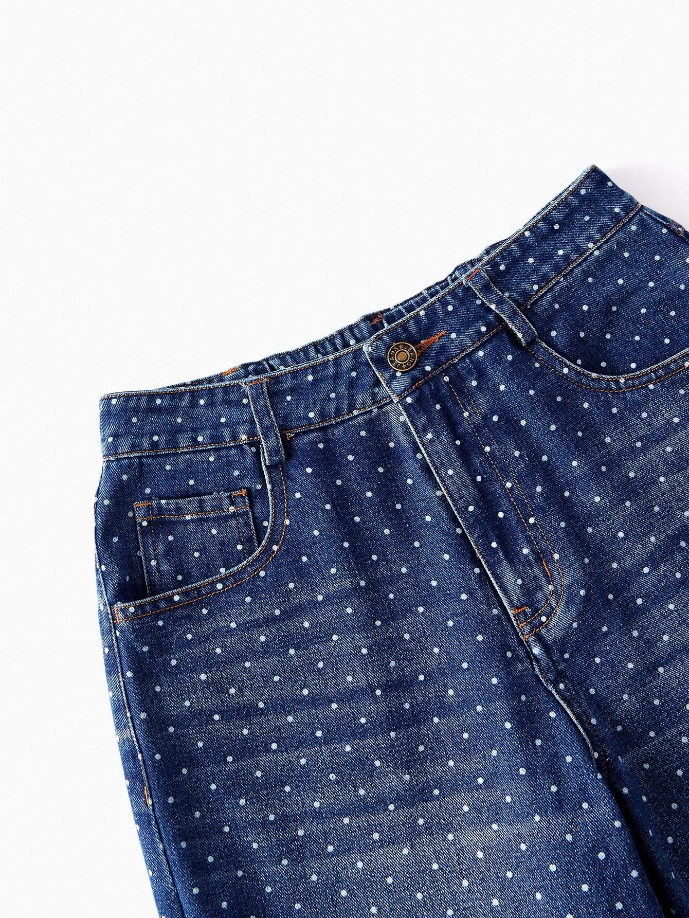 PREMIUM POLKA DOT PRINT BUTTON UP WAISTCOAT amp JEANS DENIM SET