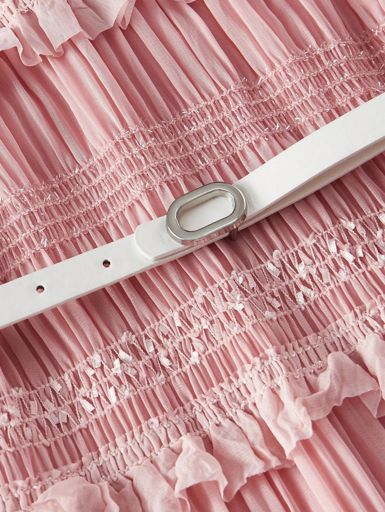 PREMIUM PRESS CREASE RUFFLE HEM DRESS