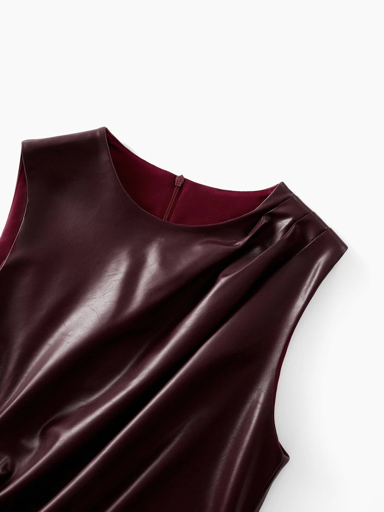 PREMIUM PU LEATHER BODICE OMBRE PRINT PLEATED HEM DRESS