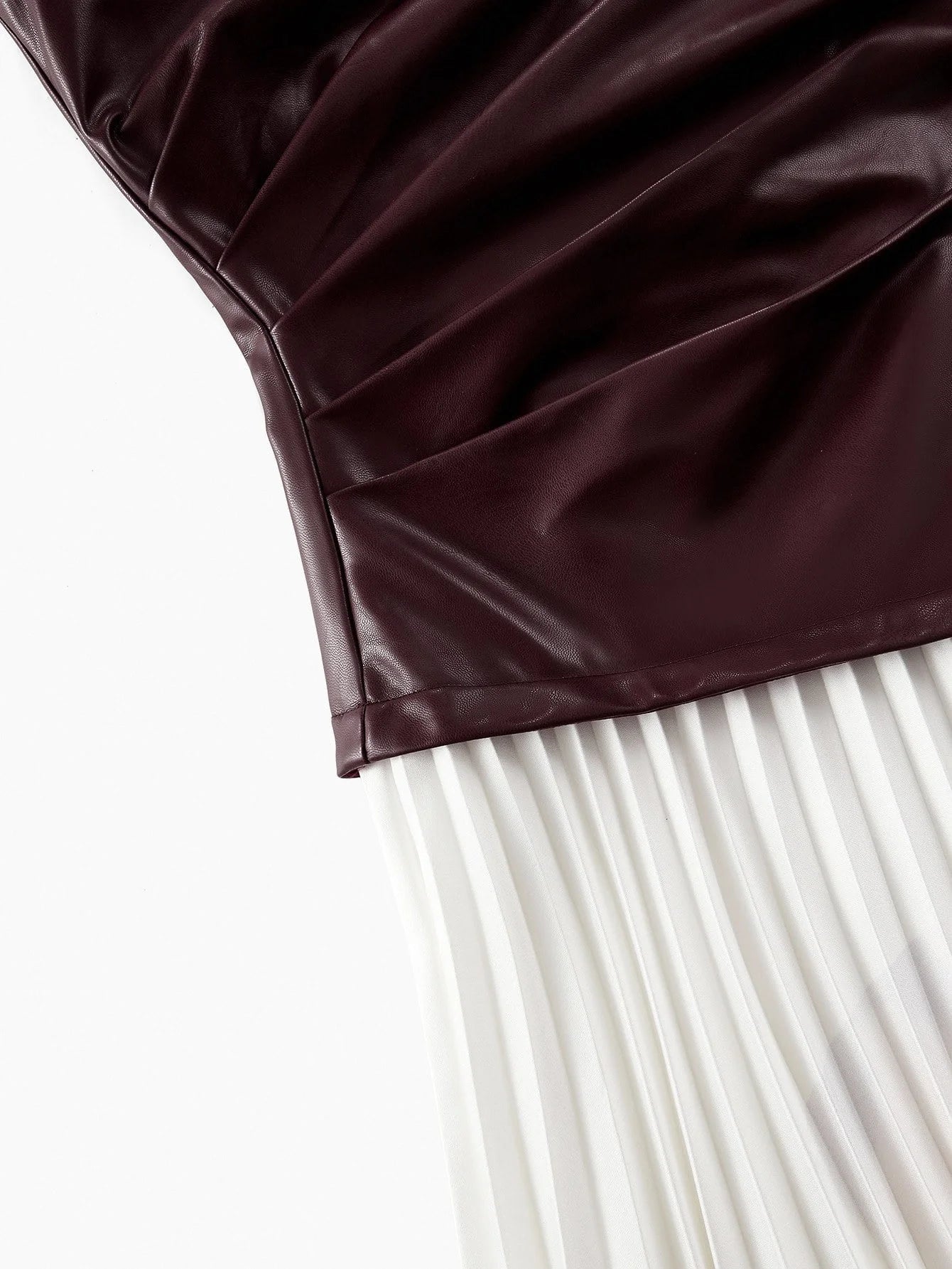 PREMIUM PU LEATHER BODICE OMBRE PRINT PLEATED HEM DRESS