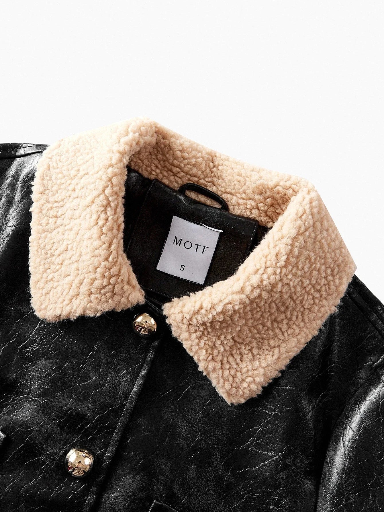 PREMIUM PU LEATHER BUTTON FRONT FAUX FUR COAT