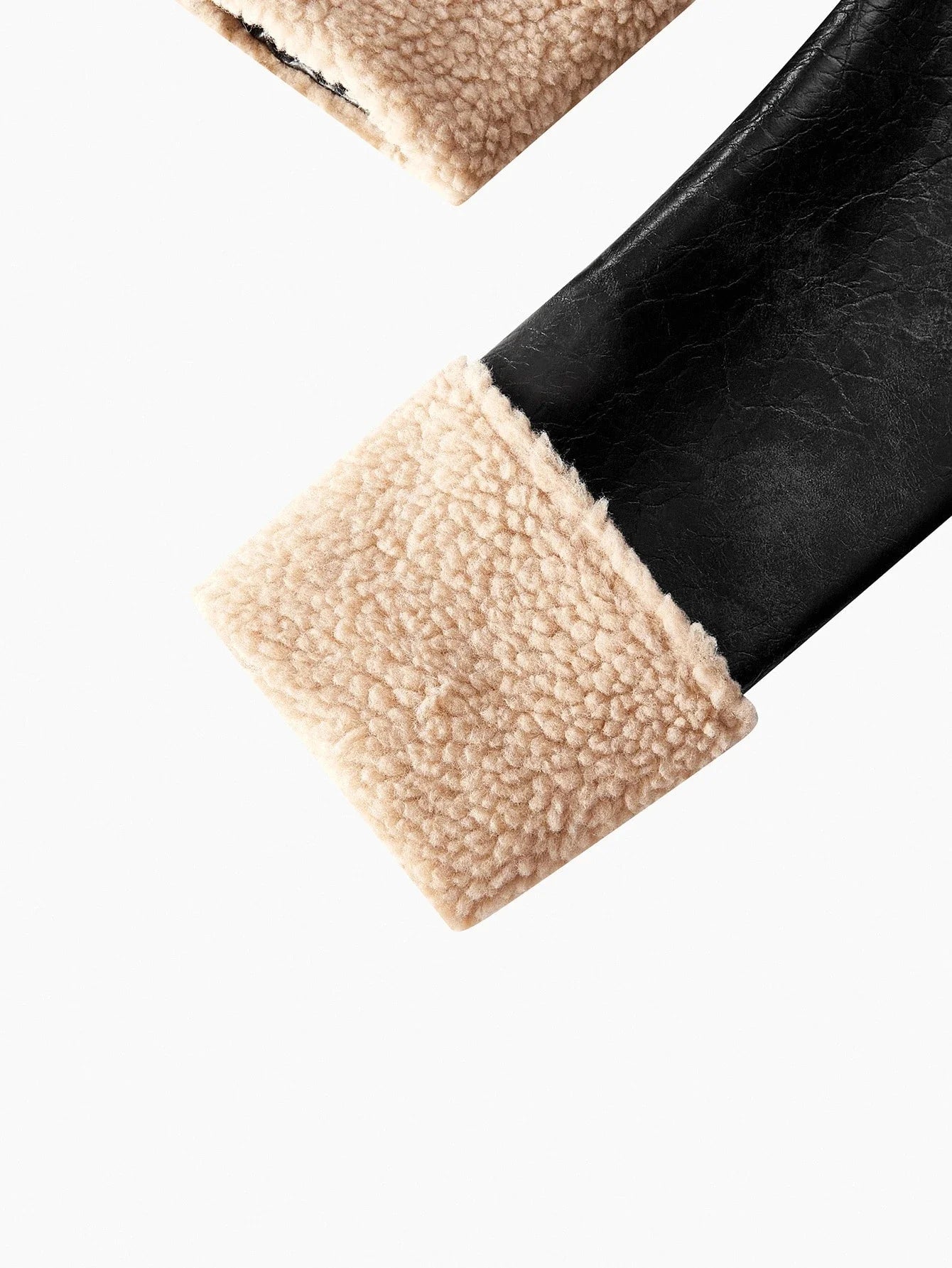 PREMIUM PU LEATHER BUTTON FRONT FAUX FUR COAT