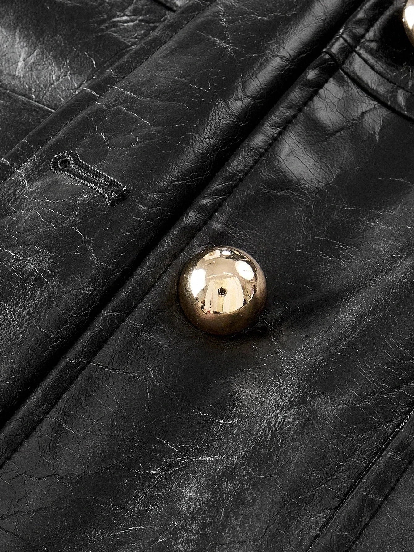 PREMIUM PU LEATHER BUTTON FRONT FAUX FUR COAT