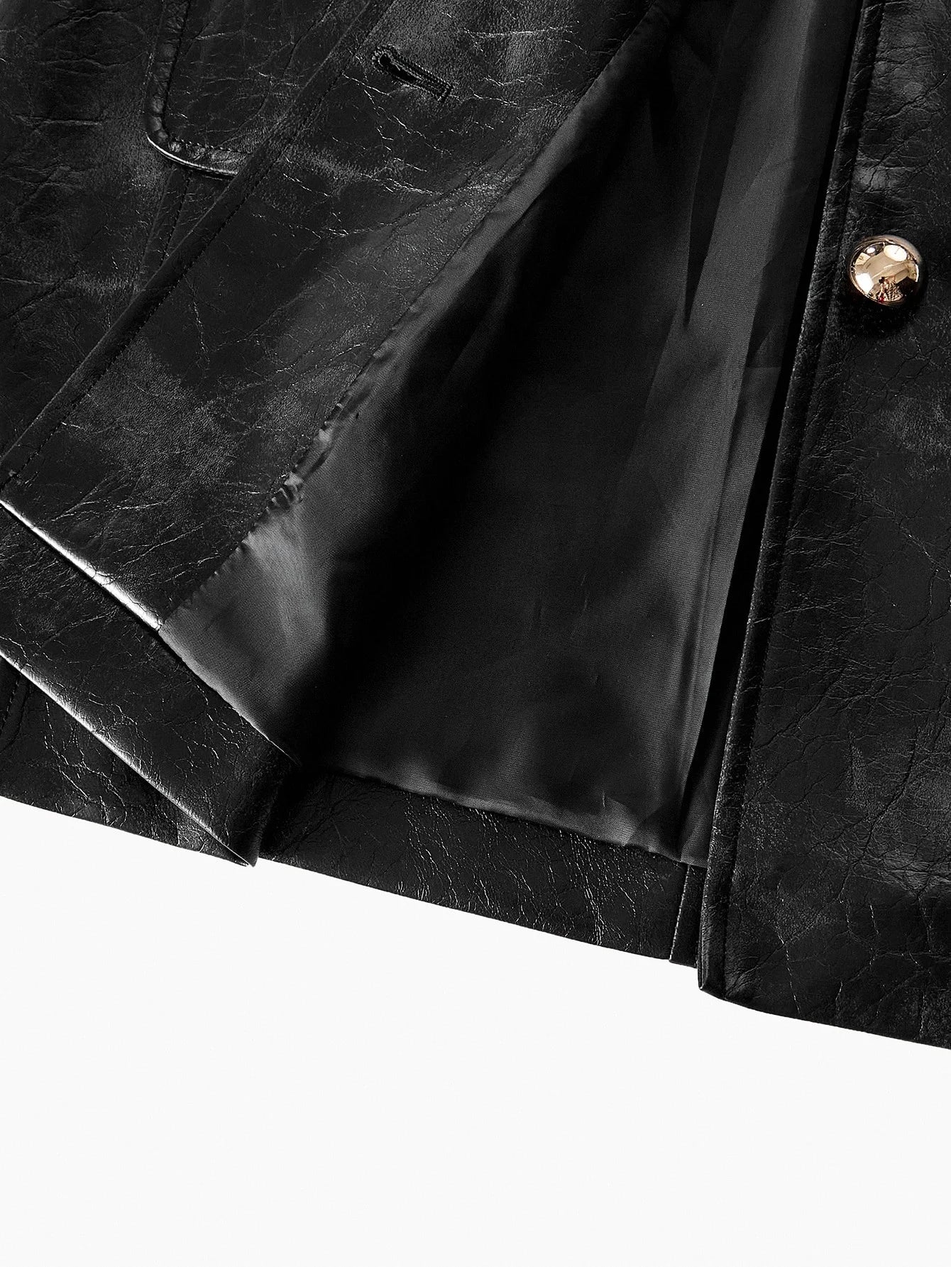 PREMIUM PU LEATHER BUTTON FRONT FAUX FUR COAT