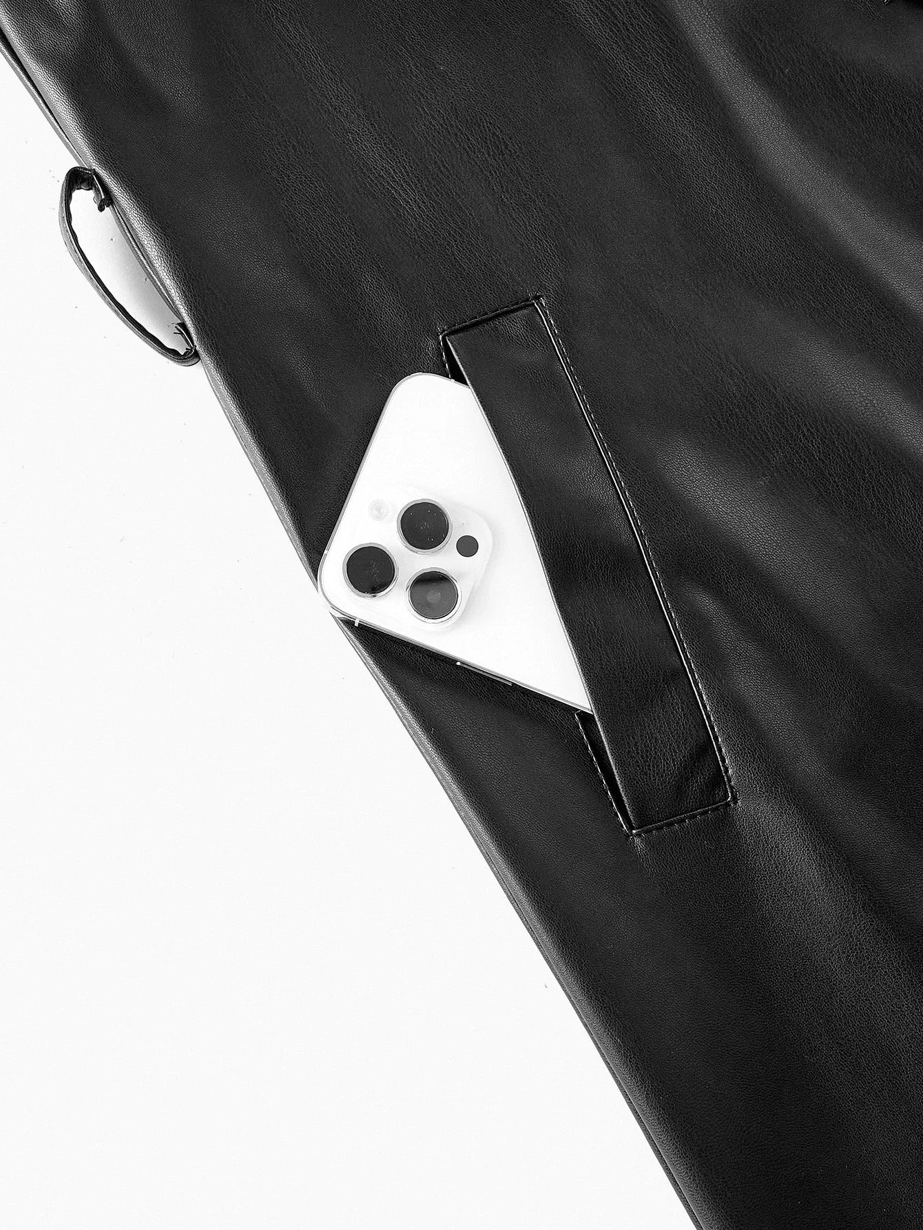 PREMIUM PU LEATHER CONTRAST FAUX FUR BELTED COAT FOR AUTUMN amp WINTER