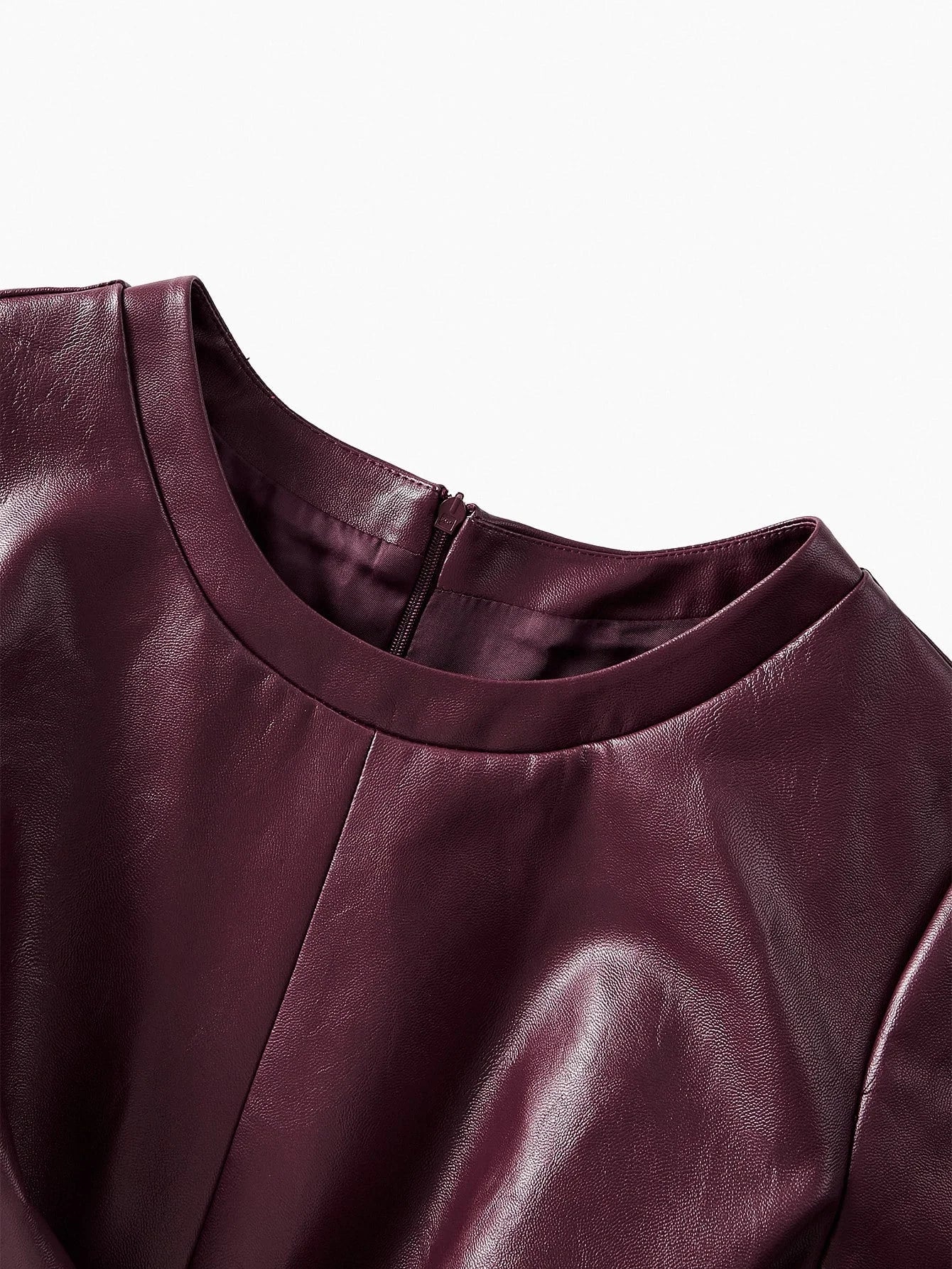 PREMIUM PU LEATHER CROSS WRAP FLOWY HEM DRESS