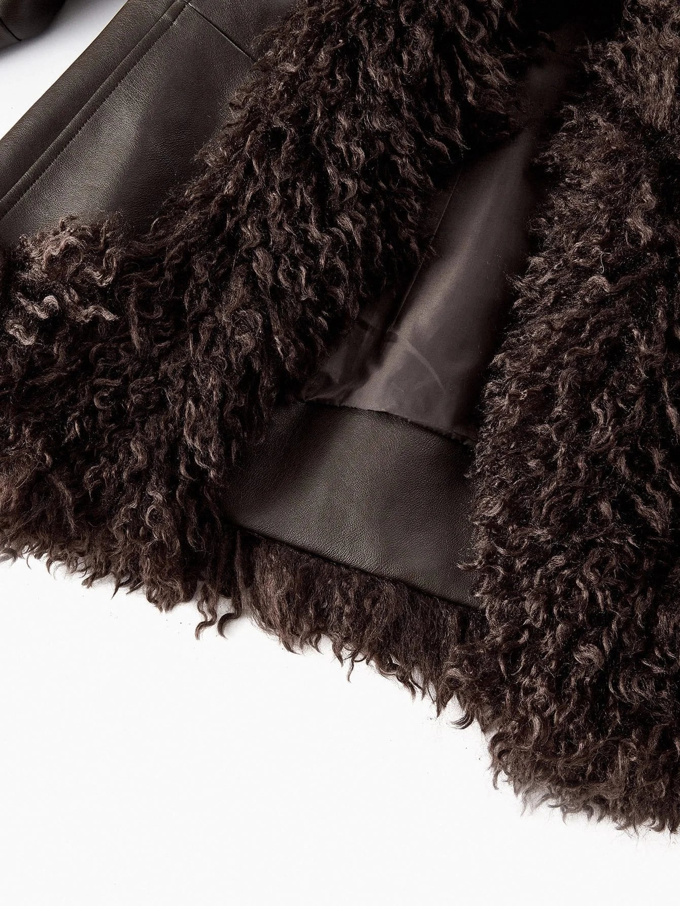 PREMIUM PU LEATHER FAUX FUR PANEL COAT