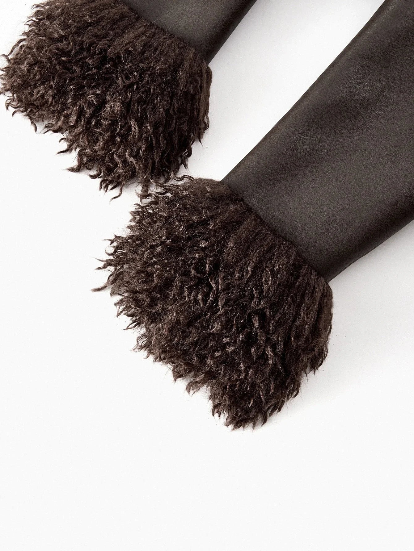 PREMIUM PU LEATHER FAUX FUR PANEL COAT