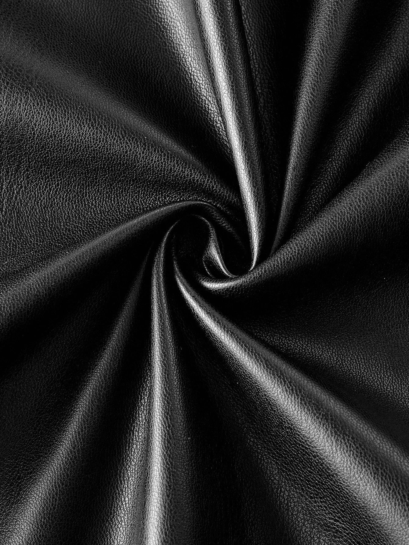 PREMIUM PU LEATHER SOLID PEAK COLLAR DOUBLE BREASTED PLACKET LONGLINE WINTER COAT