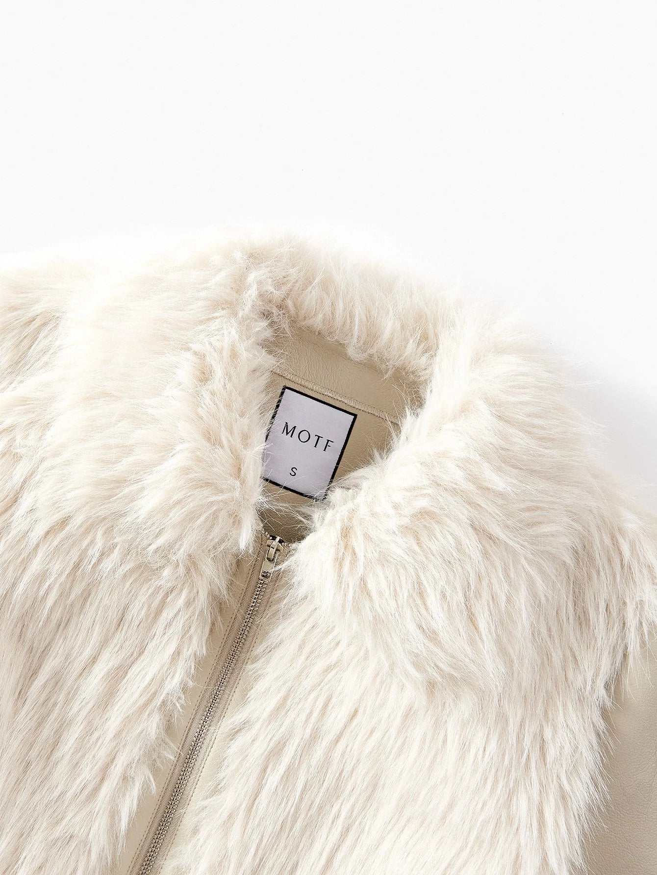 PREMIUM PU LEATHER ZIPPER FAUX FUR COAT