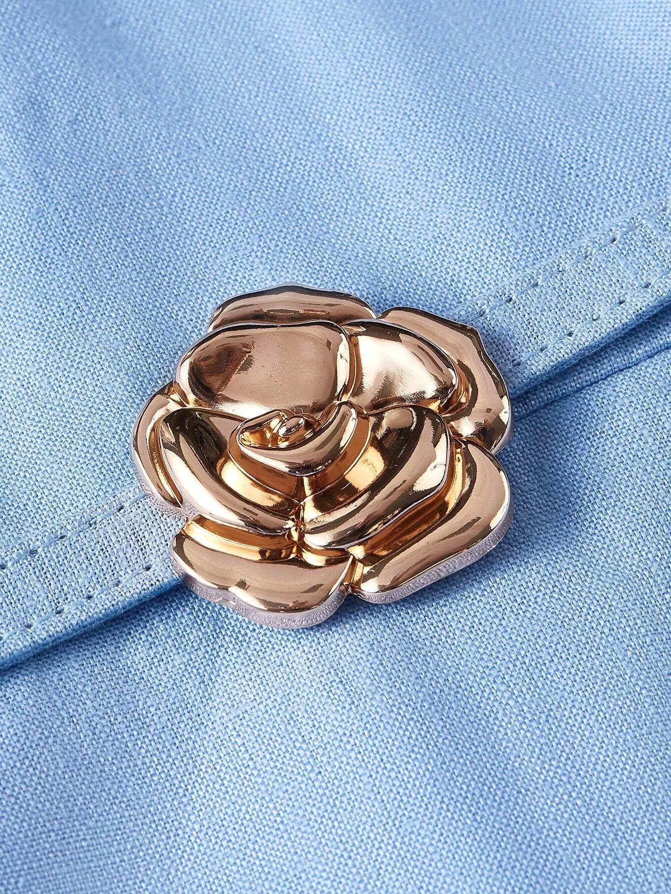 PREMIUM PURE LINEN SOLID GOLD METAL FLORAL BELTED DRESSSUMMER OUTFITS