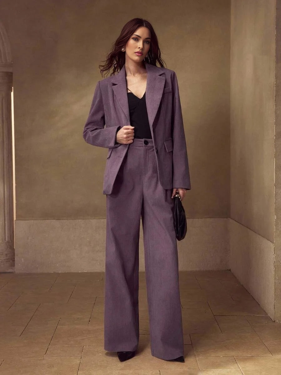 PREMIUM PURPLE CORDUROY ELEGANT CASUAL BLAZER FOR WOMEN