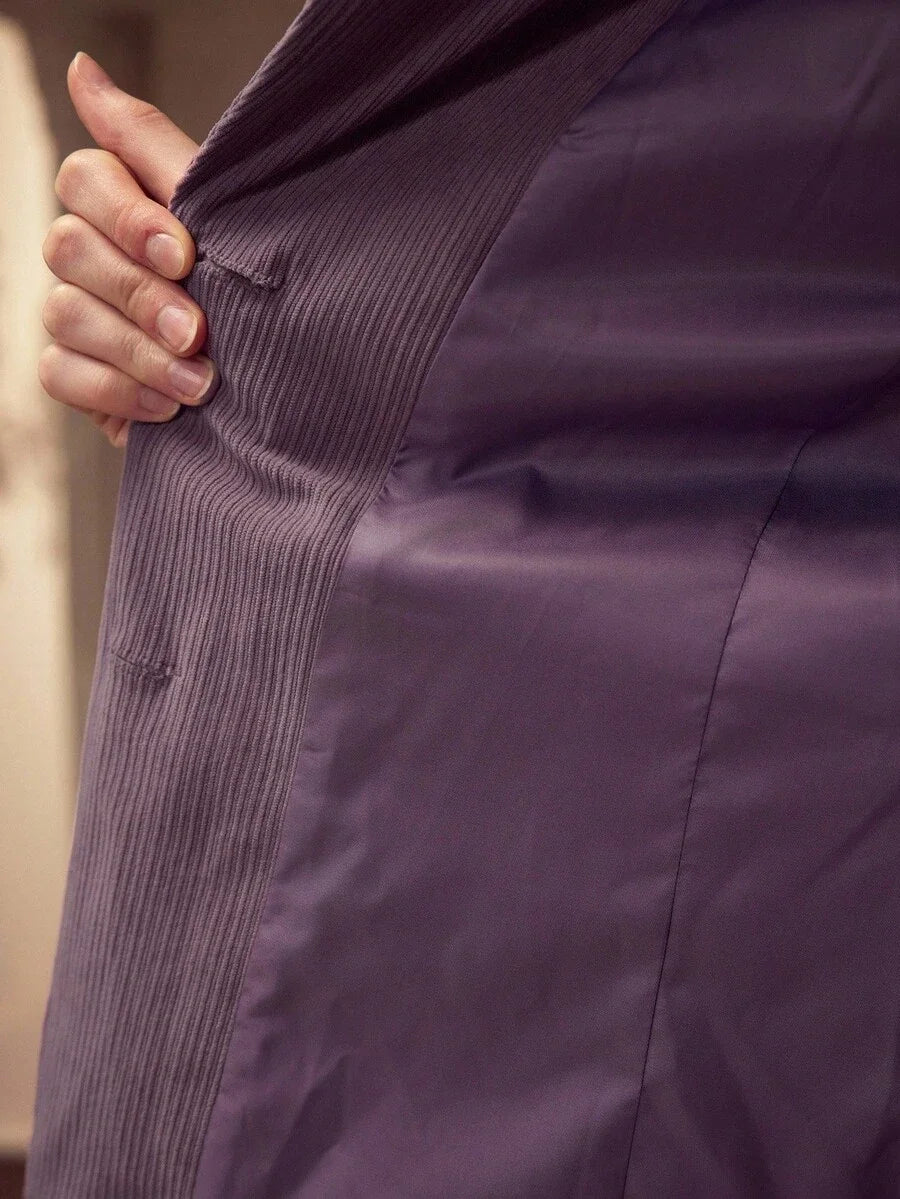 PREMIUM PURPLE CORDUROY ELEGANT CASUAL BLAZER FOR WOMEN