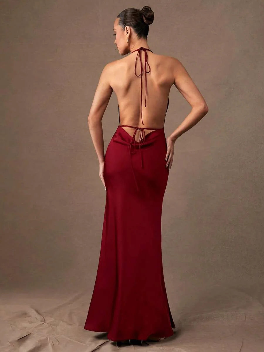 Premium Quality Early SpringSummer Plunging Neckline Open Back Sexy Fitted Elegant Bodycon Dress