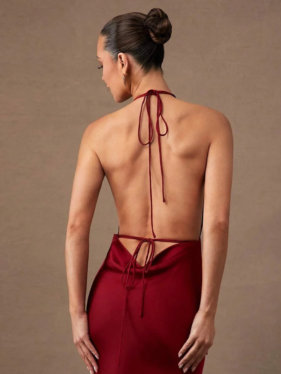 Premium Quality Early SpringSummer Plunging Neckline Open Back Sexy Fitted Elegant Bodycon Dress