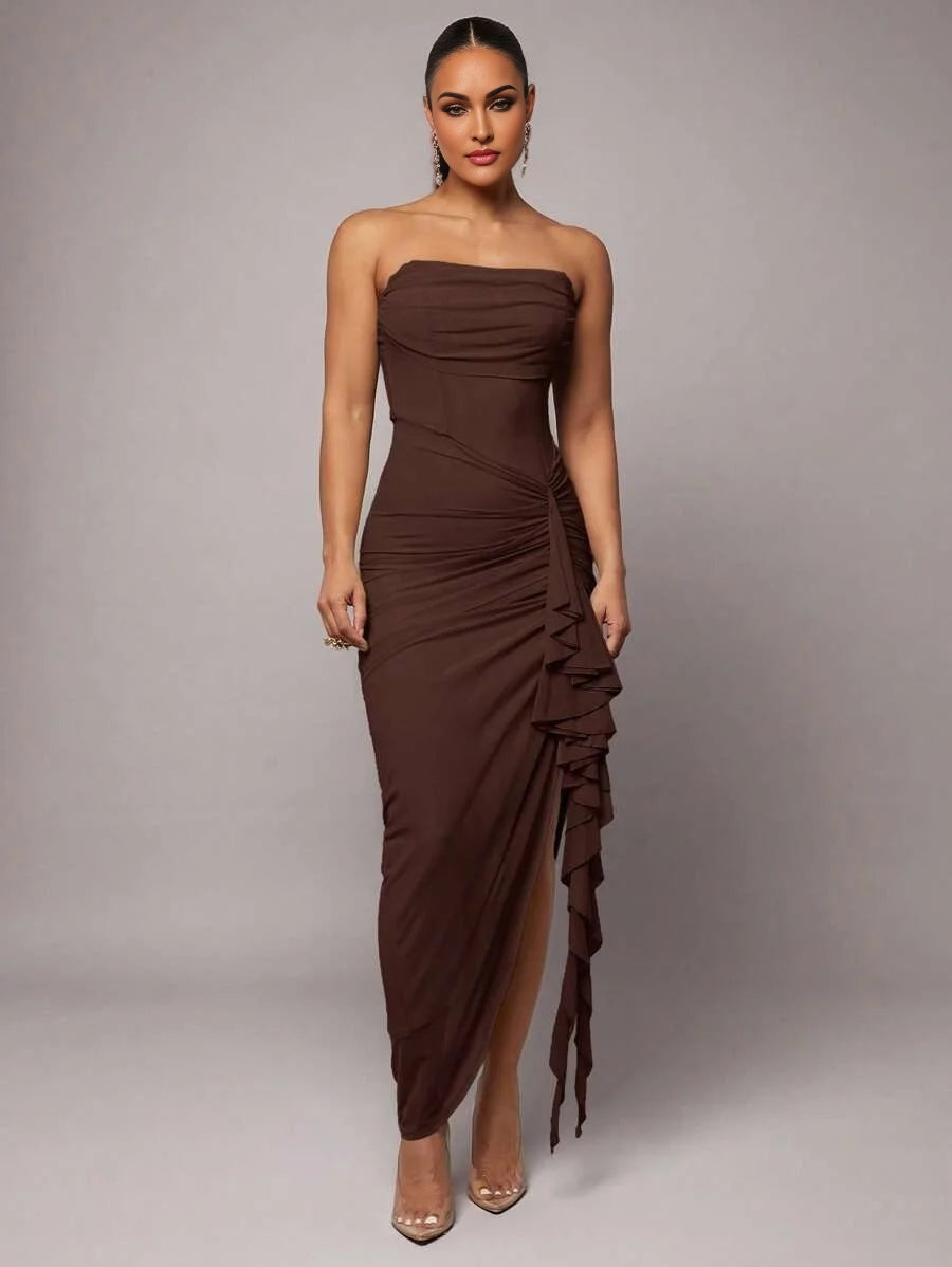 Premium Quality Womens Maxi Dresses Womens Graduation Dresses Orange Red Dresses Cutout Design