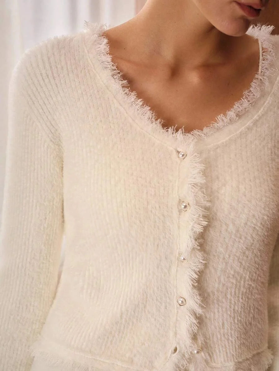 PREMIUM RAW HEM BUTTON UP CARDIGAN