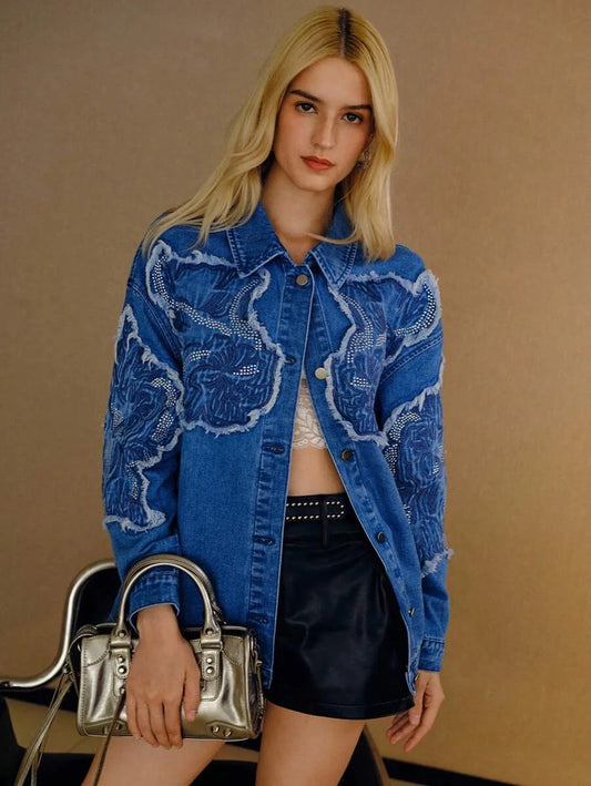 PREMIUM RAW TRIM BUTTON UP DENIM JACKET