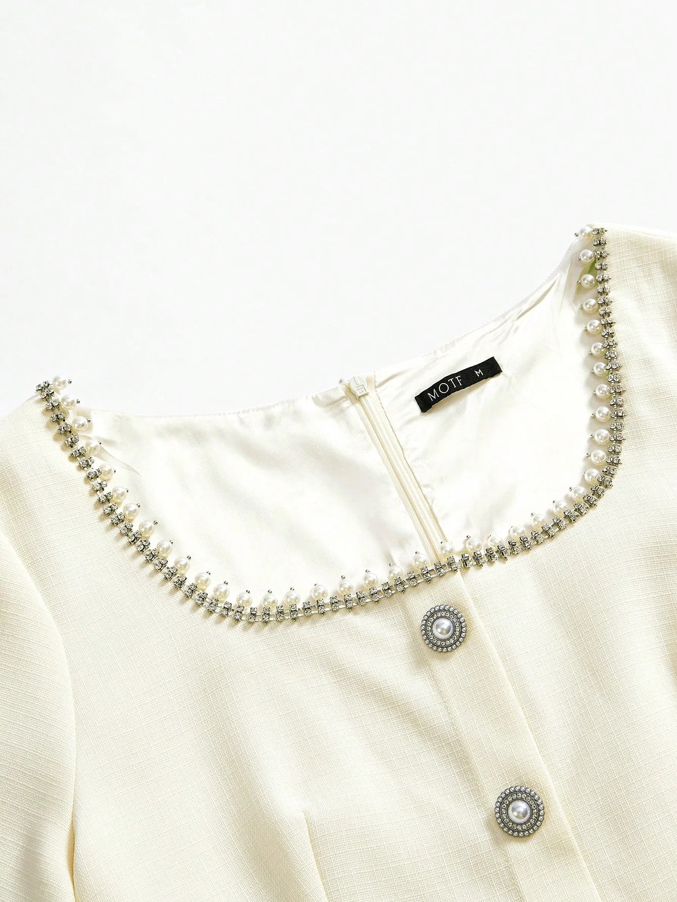 PREMIUM RHINESTONE BEADED BUTTON DECOR DRESS