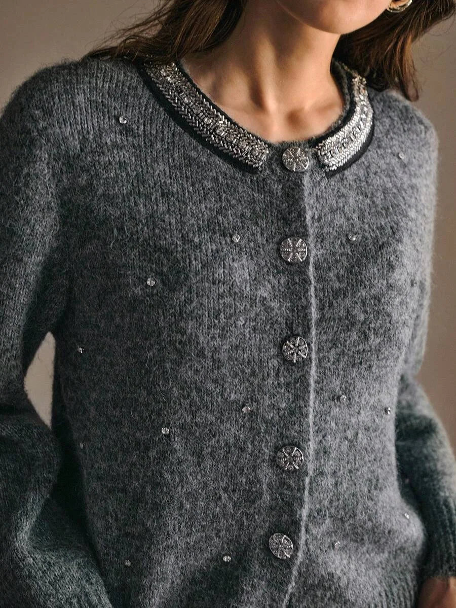 PREMIUM RHINESTONE BUTTON UP CARDIGAN FOR AUTUMN amp WINTER FOR AUTUMN amp WINTER