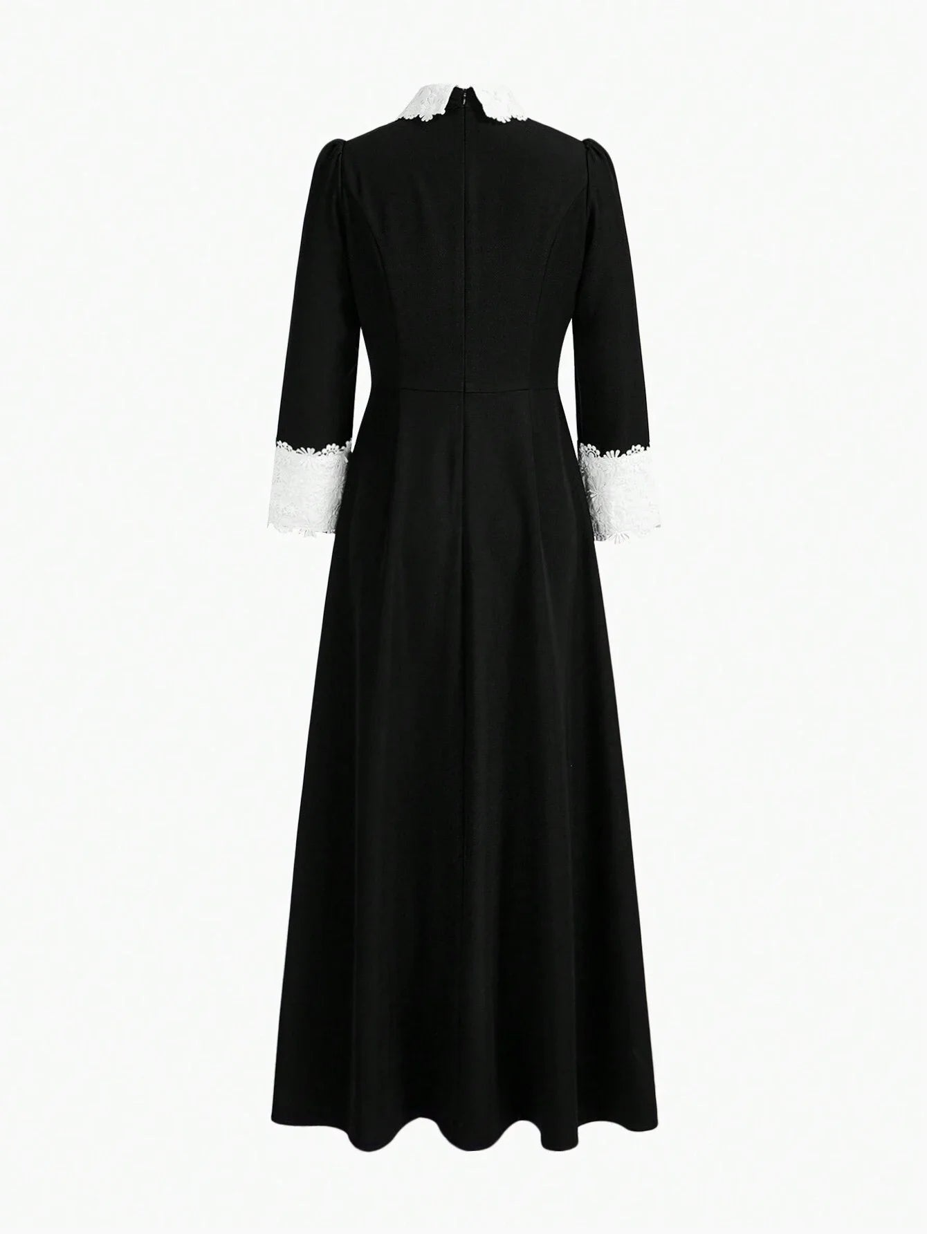 PREMIUM RHINESTONE DECOR COLOR BLOCK CONTRAST LACE DRESS