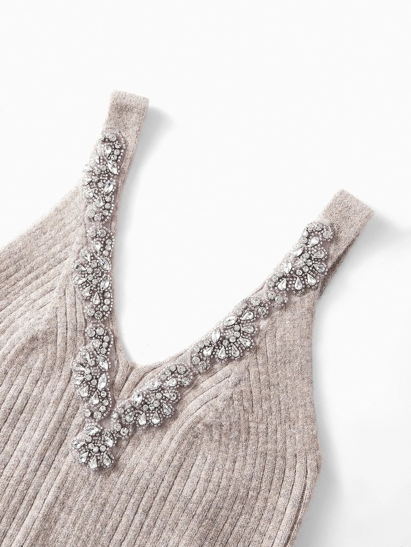 PREMIUM RHINESTONE DETAIL KNIT TOP amp CONTRAST FAUX FUR TRIM CARDIGAN