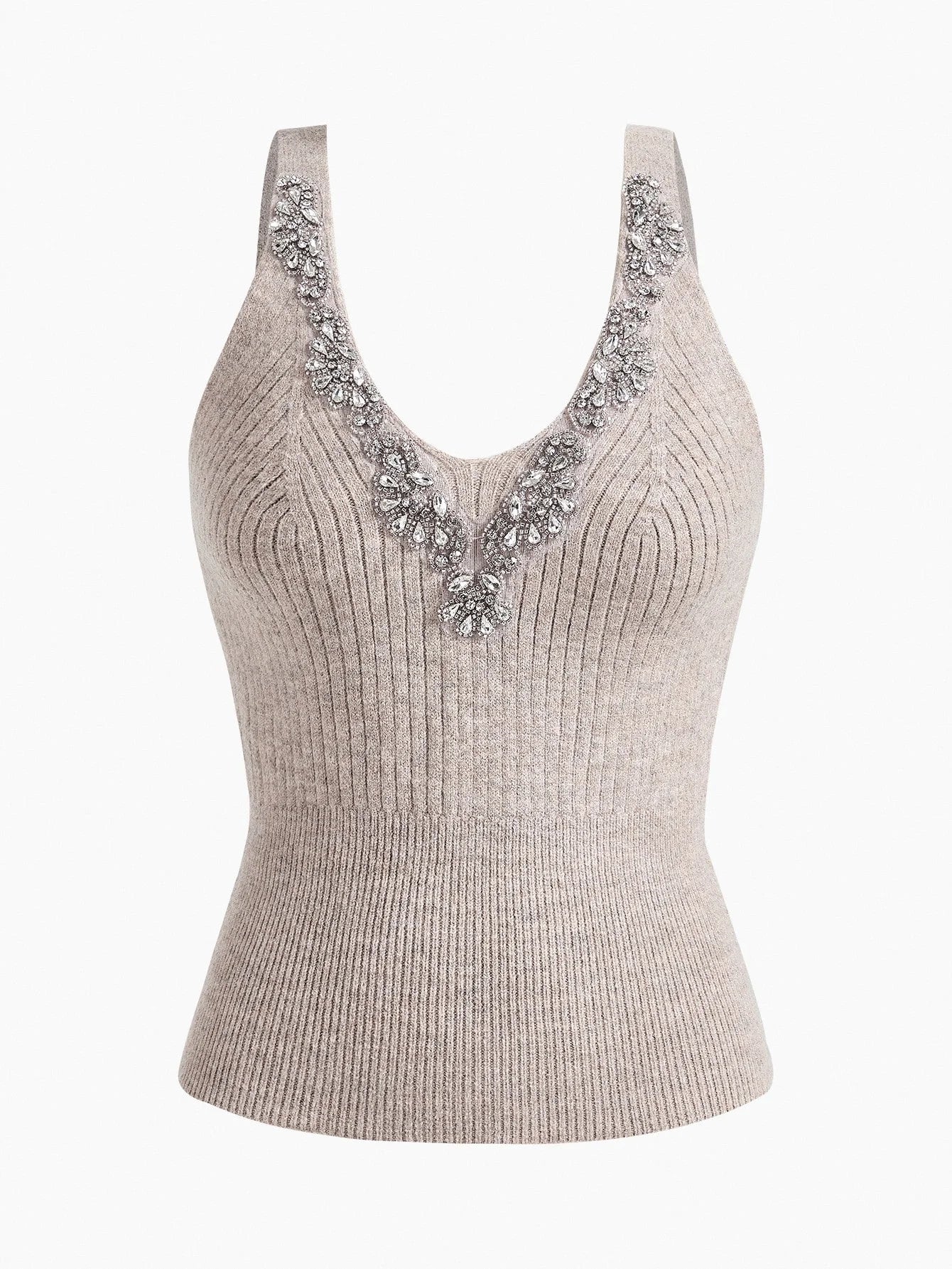 PREMIUM RHINESTONE DETAIL KNIT TOP amp CONTRAST FAUX FUR TRIM CARDIGAN