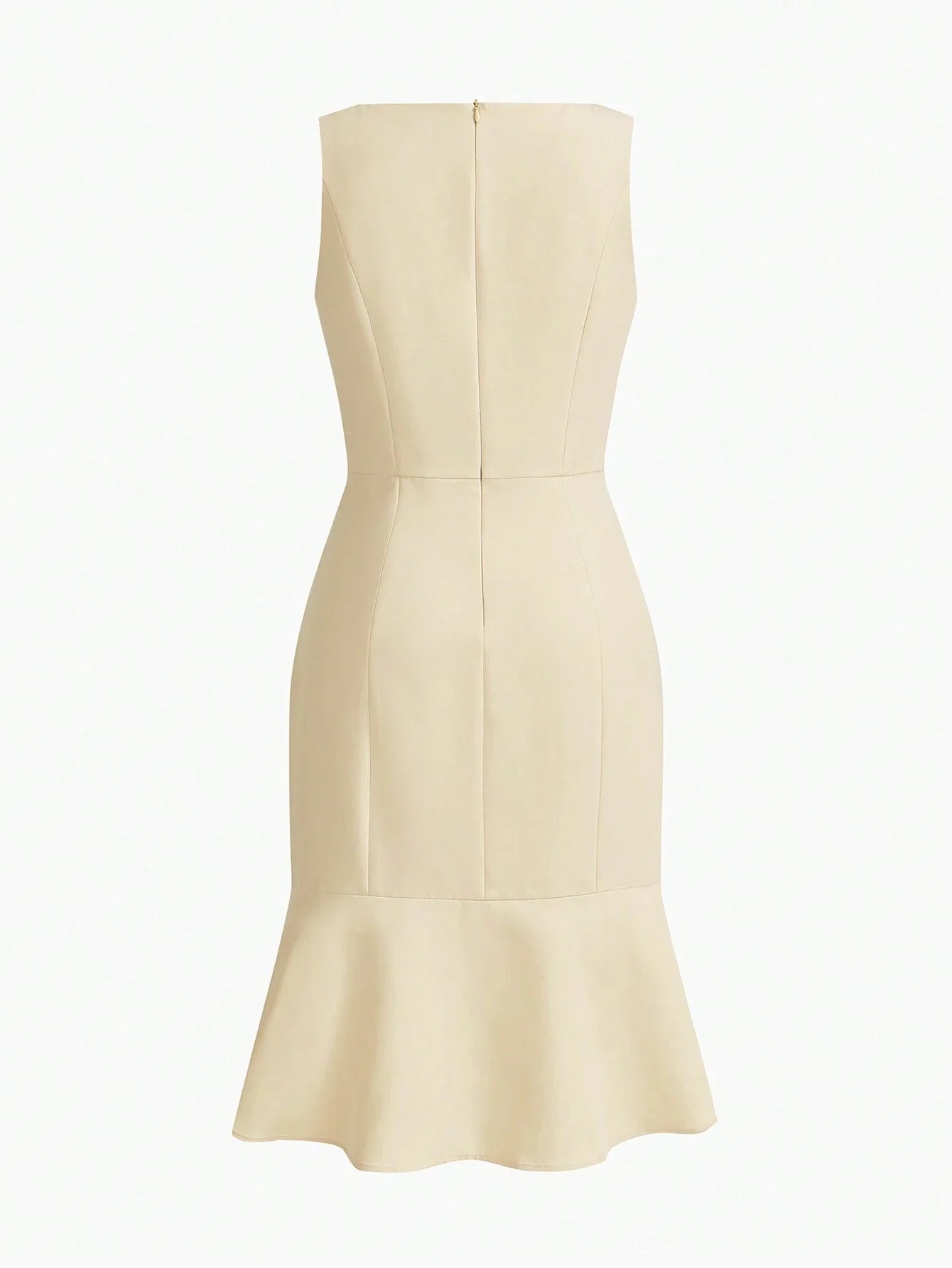 PREMIUM RHINESTONE DETAIL MERMAID HEM MIDI DRESS WITHOUT BELT