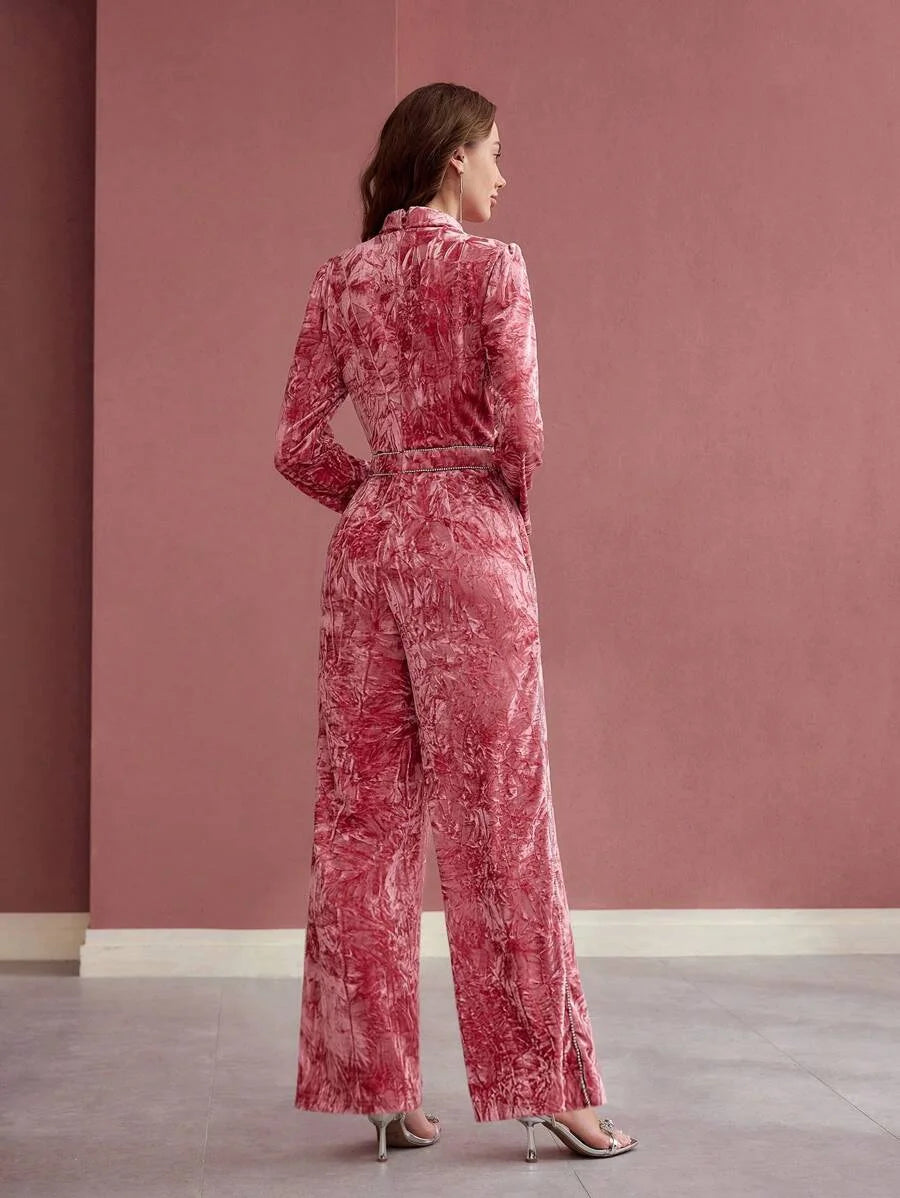 PREMIUM RHINESTONE DETAIL POCKET JUMPSUIT