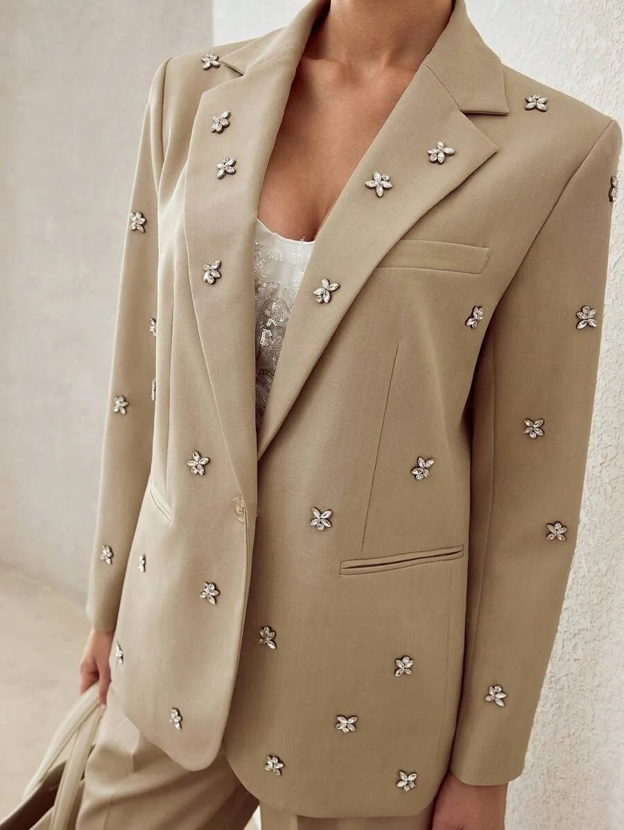 PREMIUM RHINESTONE DETAIL STRUCTURED BLAZER