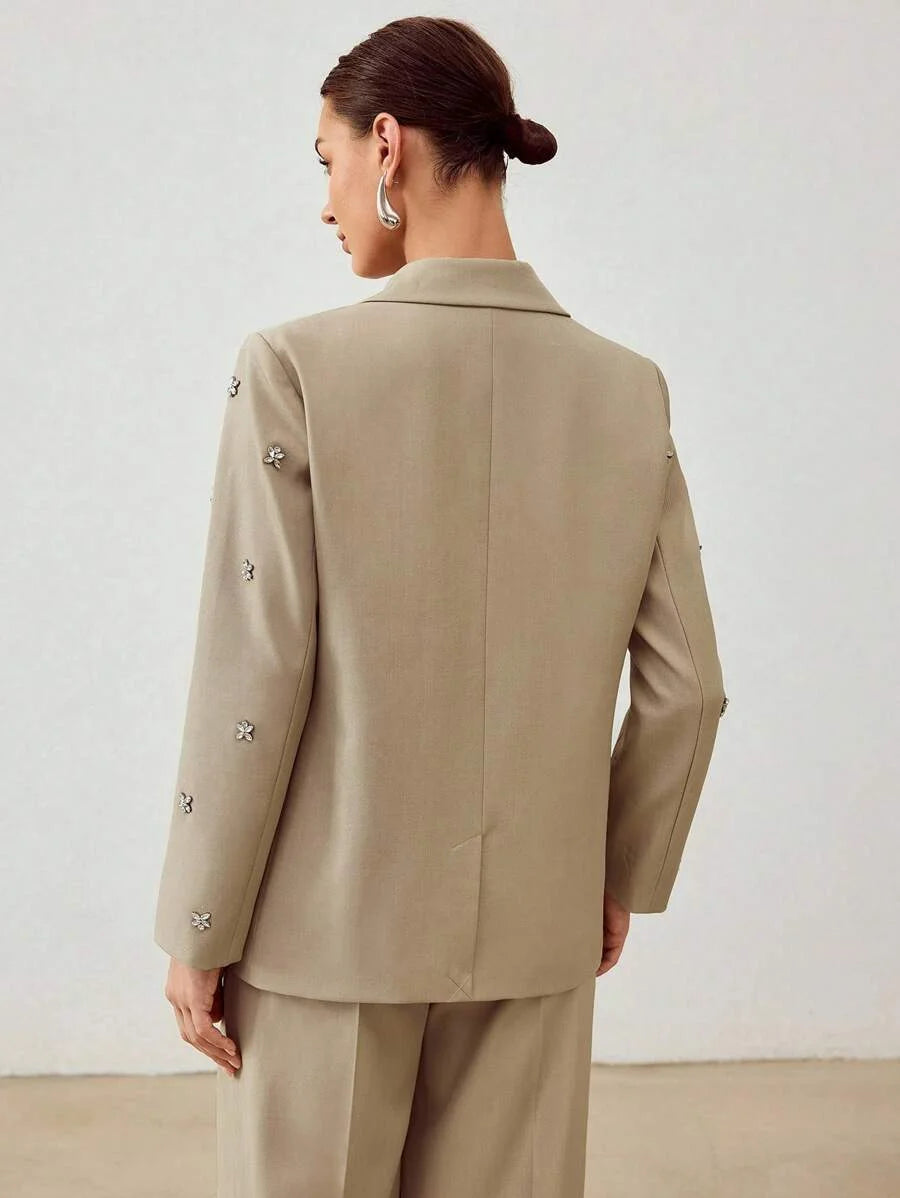 PREMIUM RHINESTONE DETAIL STRUCTURED BLAZER
