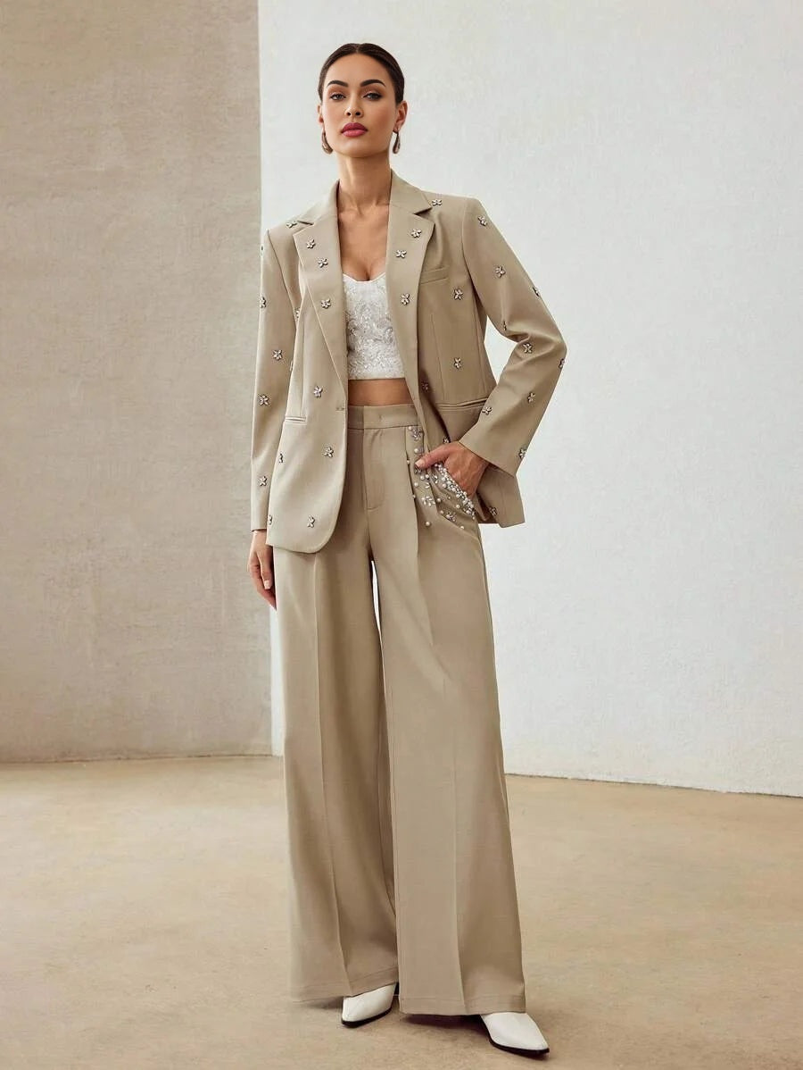 PREMIUM RHINESTONE DETAIL STRUCTURED BLAZER