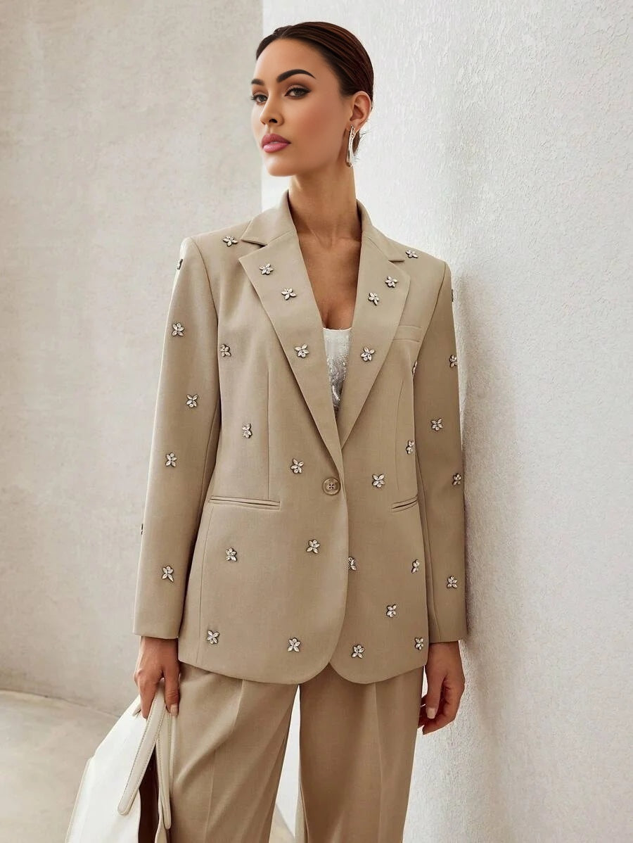 PREMIUM RHINESTONE DETAIL STRUCTURED BLAZER