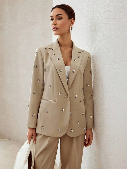PREMIUM RHINESTONE DETAIL STRUCTURED BLAZER