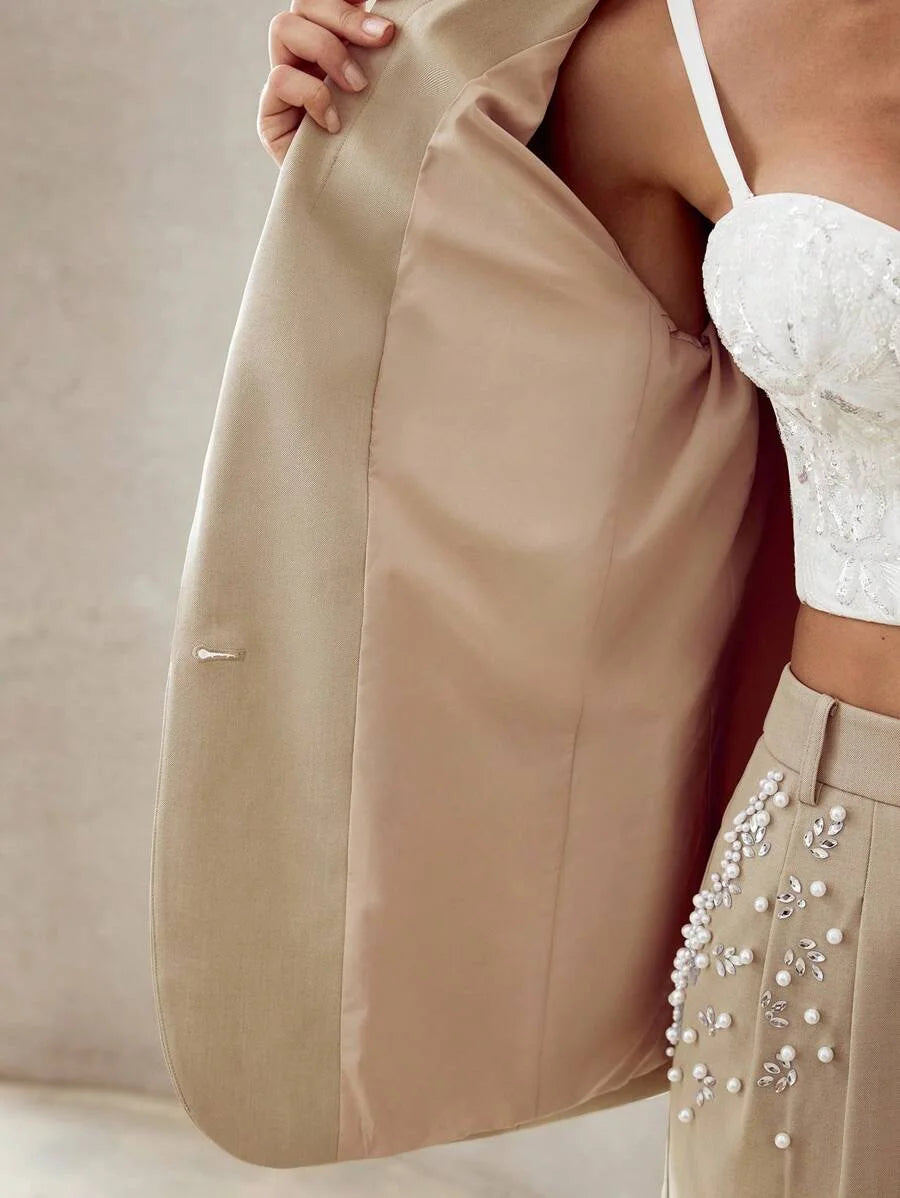 PREMIUM RHINESTONE DETAIL STRUCTURED BLAZER