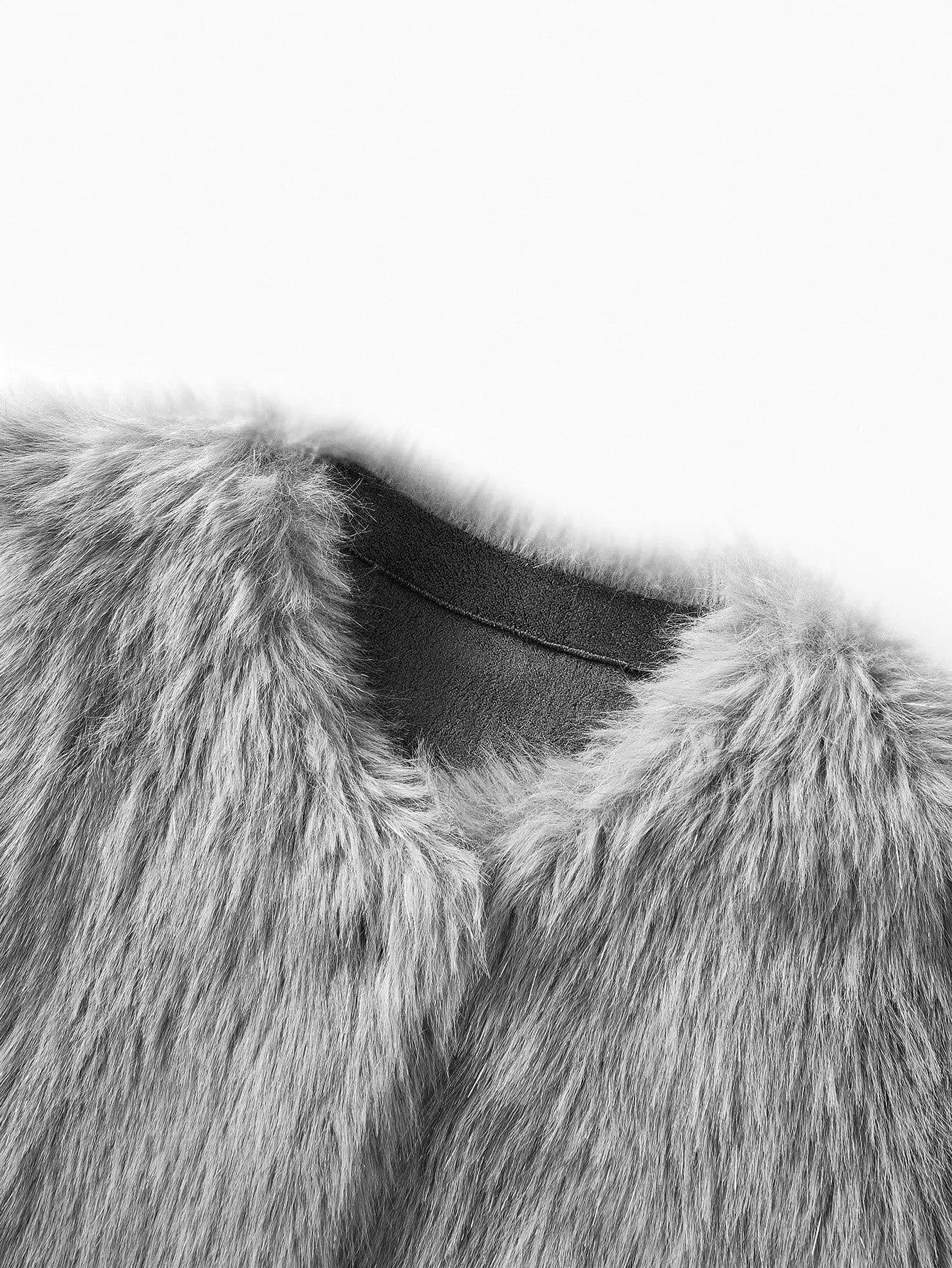 PREMIUM ROUND NECK FAUX FUR COAT
