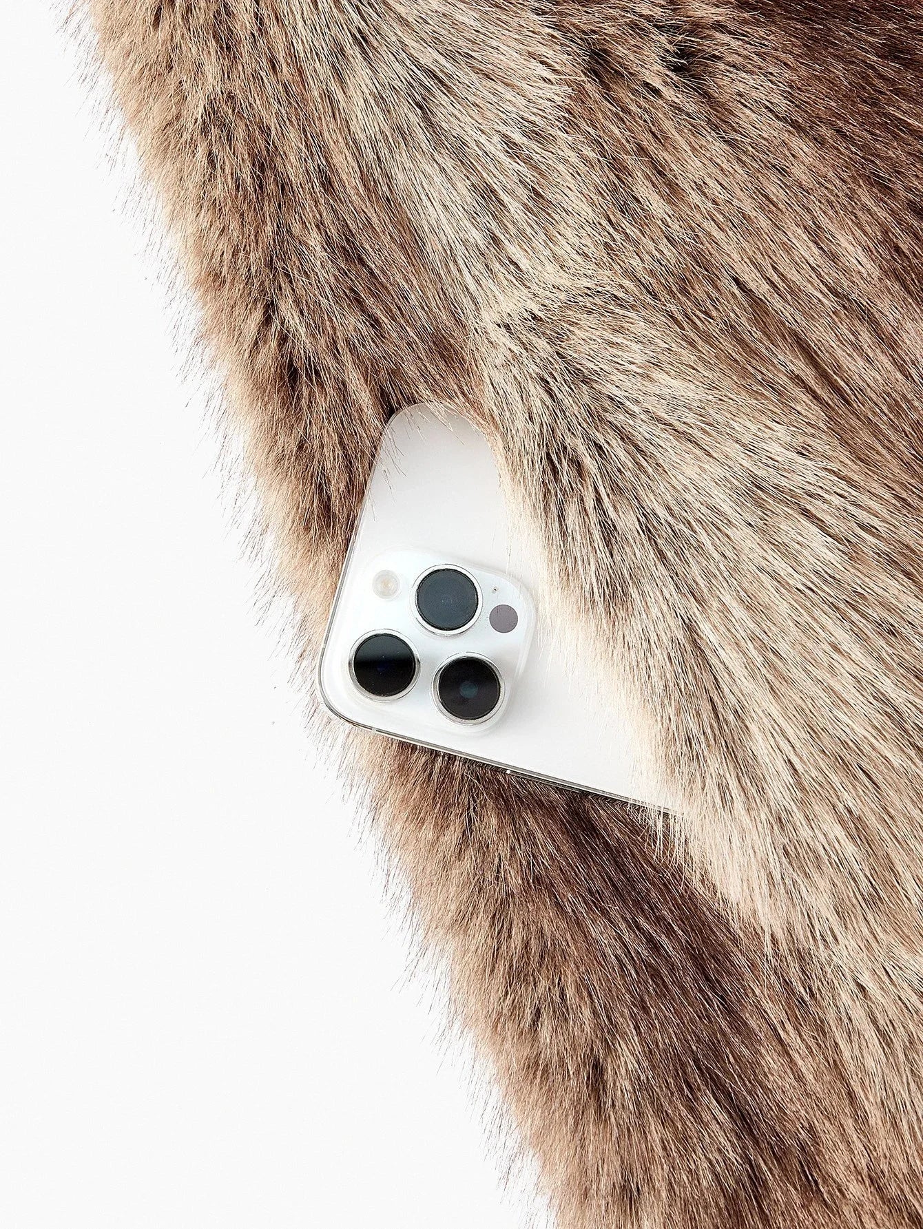 PREMIUM ROUND NECK LONG FAUX FUR COAT AUTUMNWINTER