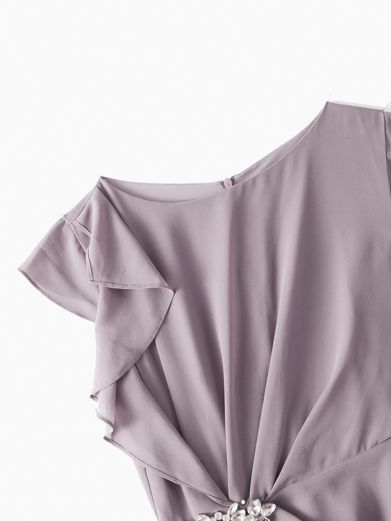 PREMIUM RUCHED RUCHED CRYSTAL DECOR DRESS