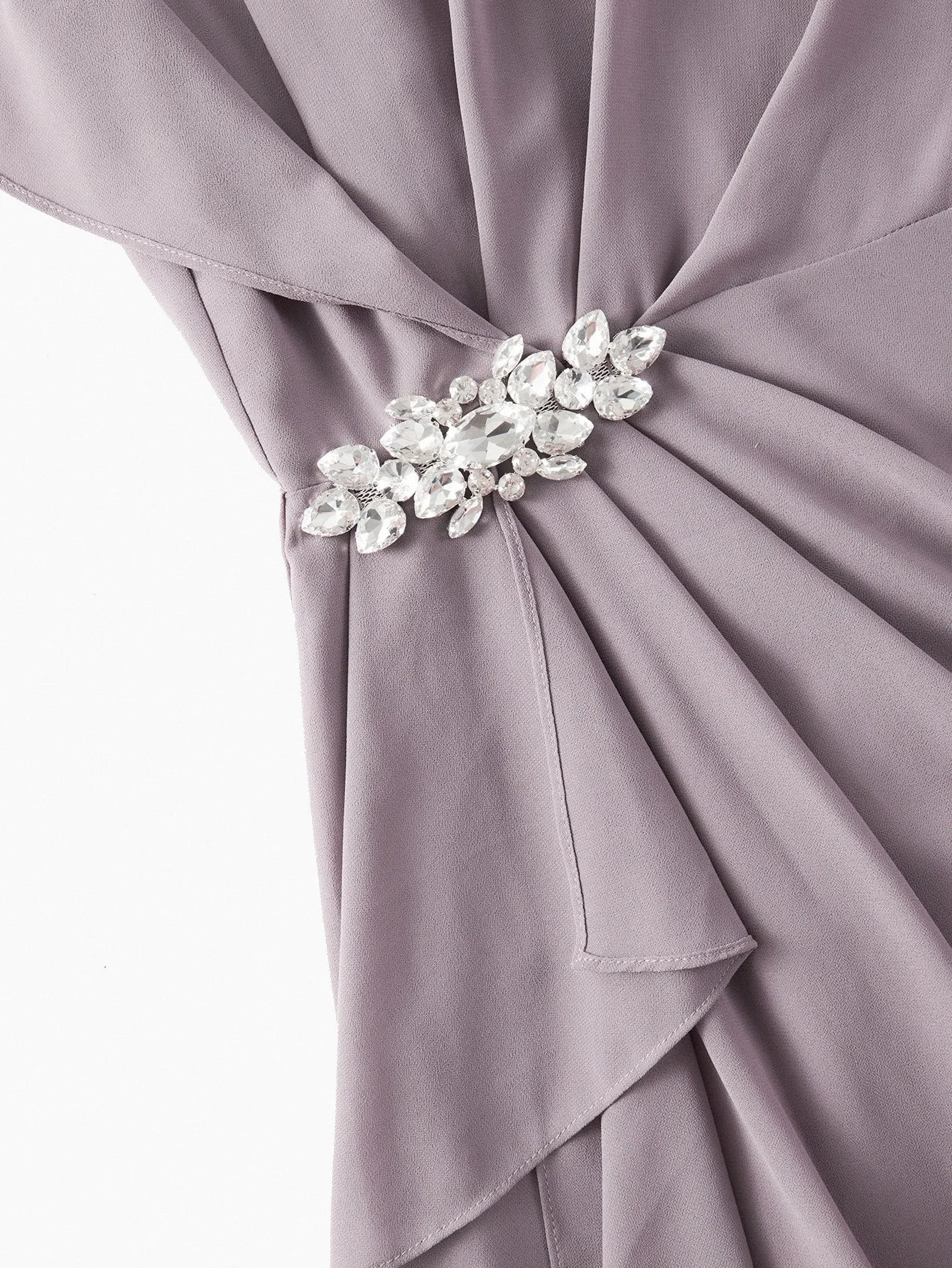 PREMIUM RUCHED RUCHED CRYSTAL DECOR DRESS