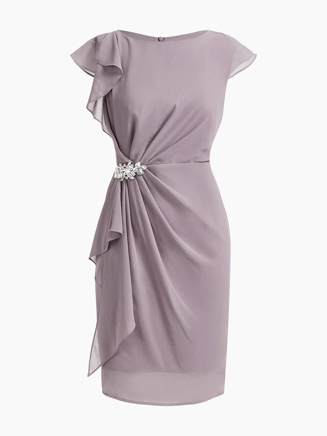 PREMIUM RUCHED RUCHED CRYSTAL DECOR DRESS