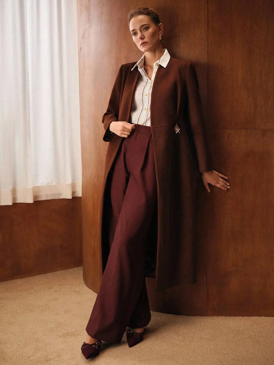 PREMIUM RUCHED SLIM FIT OVERCOAT