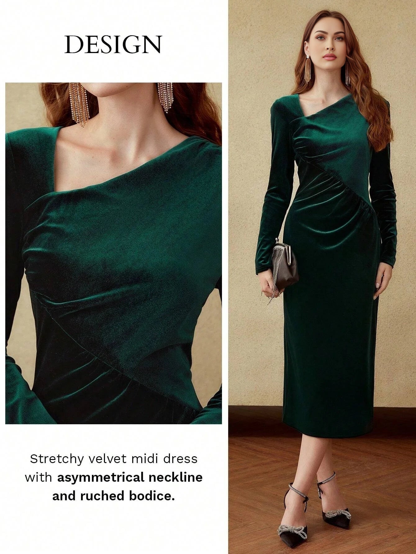 PREMIUM RUCHED VELVET DRESS