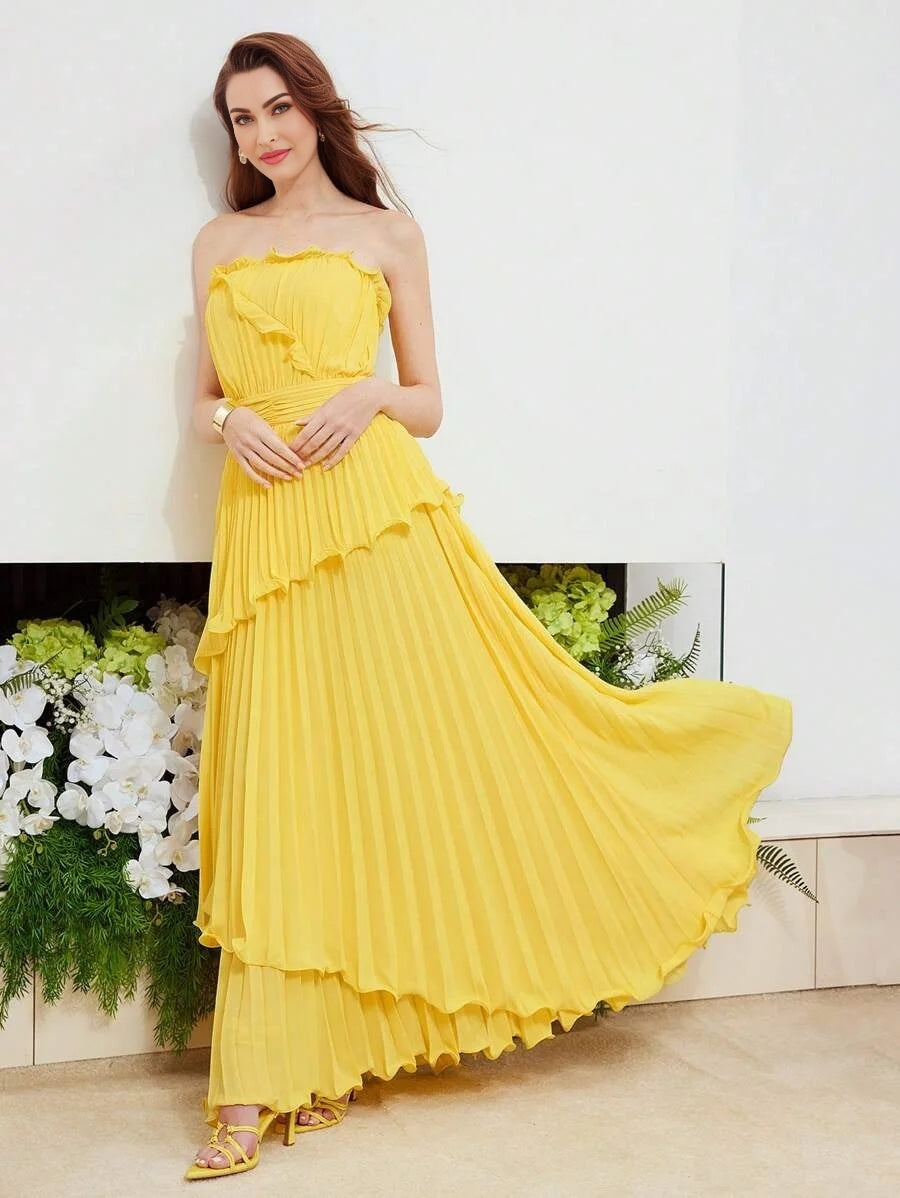 PREMIUM RUCHED WAIST PLEATED TUBE DRESSHOLIDAY PARTY BIRTHDAY FORMAL EVENING OCCASSION