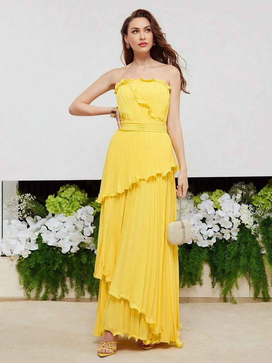 PREMIUM RUCHED WAIST PLEATED TUBE DRESSHOLIDAY PARTY BIRTHDAY FORMAL EVENING OCCASSION