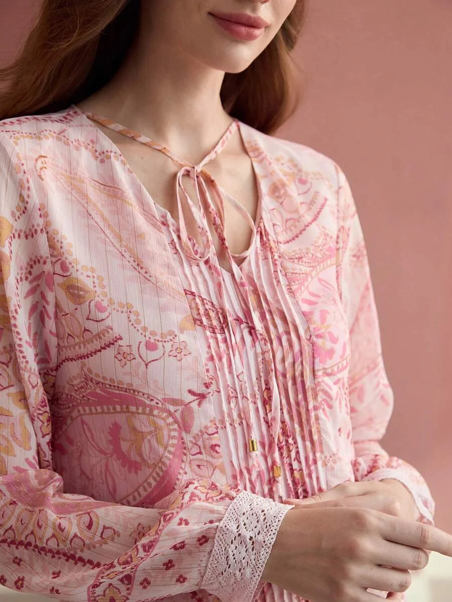 PREMIUM RUFFLE HEM ALL OVER PRINT DRESS