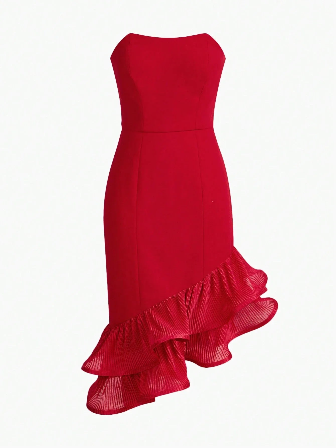 PREMIUM RUFFLE HEM TUBE COCKTAIL DRESS
