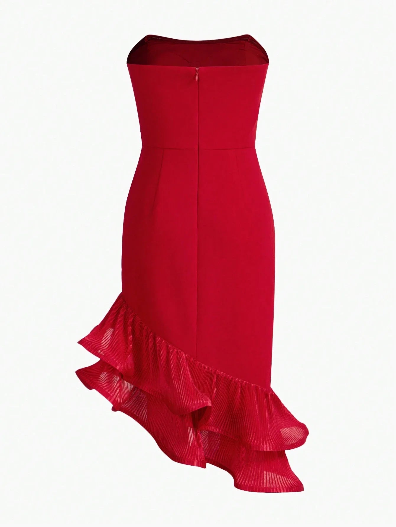 PREMIUM RUFFLE HEM TUBE COCKTAIL DRESS