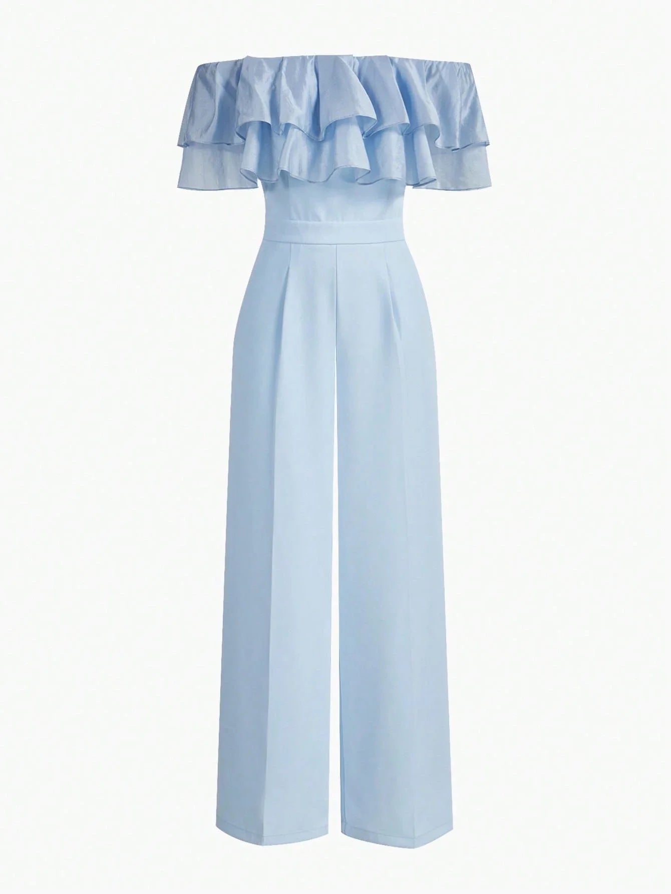 PREMIUM RUFFLE OFF SHOULDER WIDE LEG JUMPSUIT