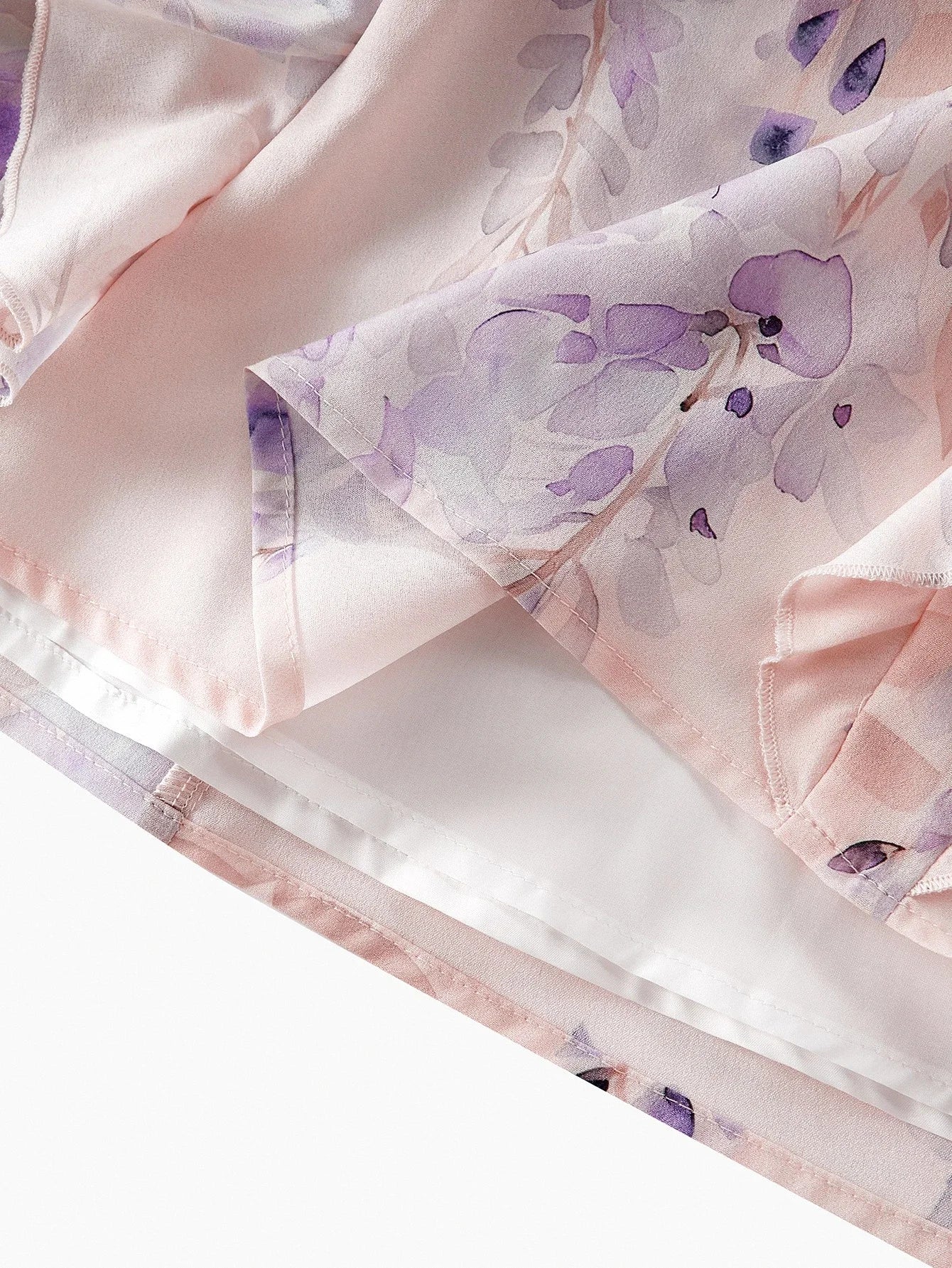 PREMIUM RUFFLE TRIM FLORAL PRINT DRESS